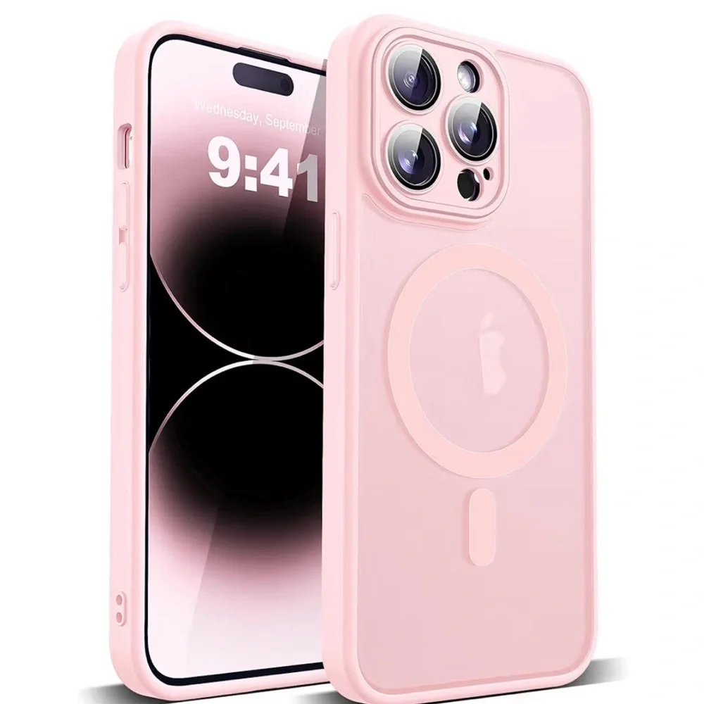Pink iPhone 14 Pro Case with Camera Lens Protectors